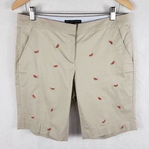 Brooks Brothers watermelon embroidered Bermuda chino shorts 8 EUC